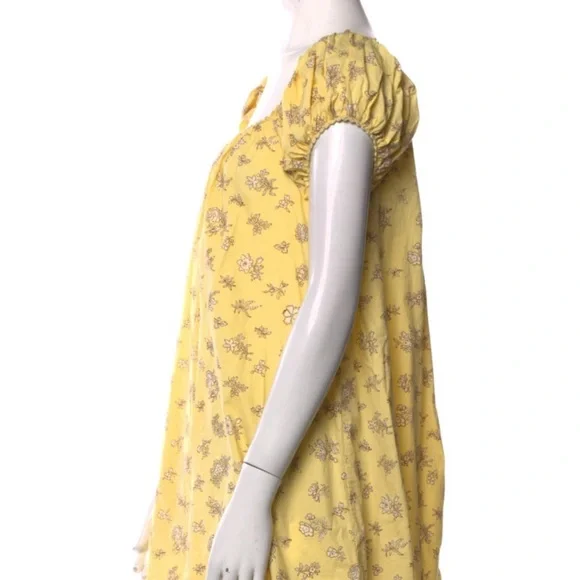 Doen Julie Yellow Floral Puff Sleeve Mini Dress XS RARE - Picture 4 of 5